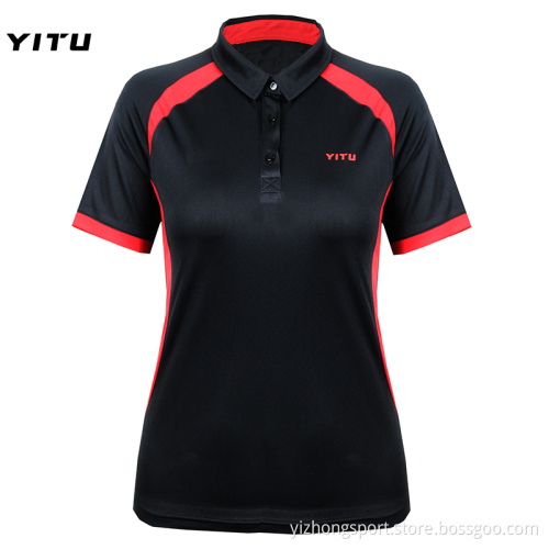 Feuchtigkeitstransportierendes Dry Fit Poloshirt aus schwarzem Polyester